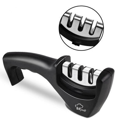 3-Stage Diamond Knife Sharpener – Ergonomic, Tungsten Steel & Ceramic Blades for Precise Edge