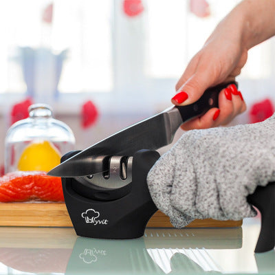 3-Stage Diamond Knife Sharpener – Ergonomic, Tungsten Steel & Ceramic Blades for Precise Edge