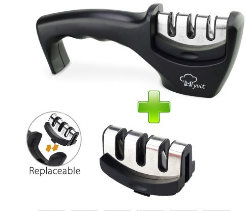 3-Stage Diamond Knife Sharpener – Ergonomic, Tungsten Steel & Ceramic Blades for Precise Edge