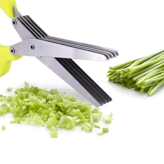 5-Blade Stainless Steel Herb Scissors – Slice Green Onions in Seconds